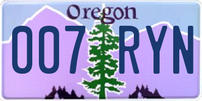 OR license plate 007RYN