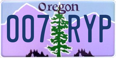 OR license plate 007RYP