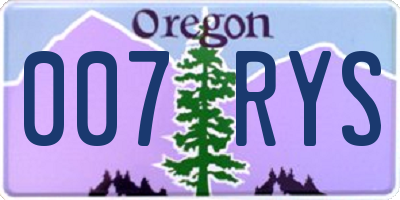OR license plate 007RYS