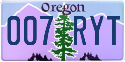 OR license plate 007RYT