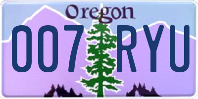 OR license plate 007RYU