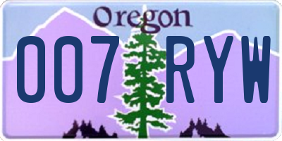 OR license plate 007RYW