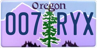 OR license plate 007RYX