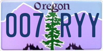 OR license plate 007RYY