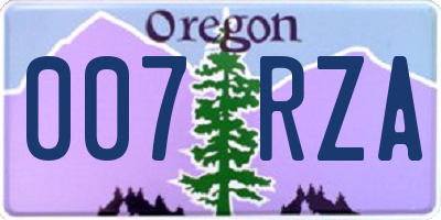 OR license plate 007RZA