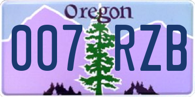 OR license plate 007RZB