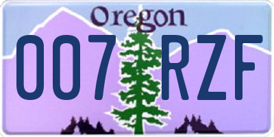 OR license plate 007RZF