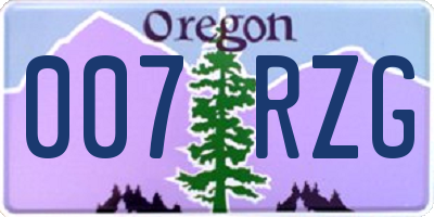 OR license plate 007RZG