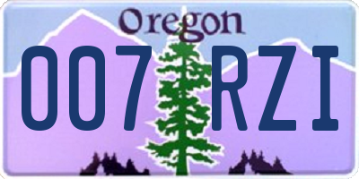 OR license plate 007RZI