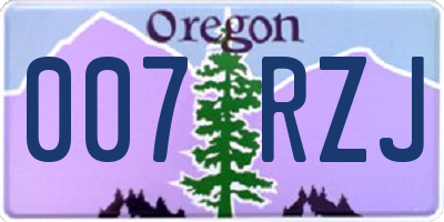 OR license plate 007RZJ