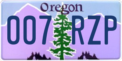 OR license plate 007RZP