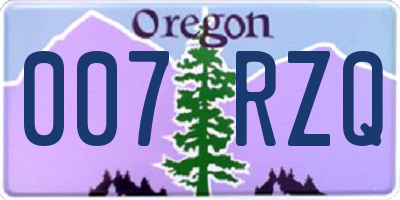 OR license plate 007RZQ