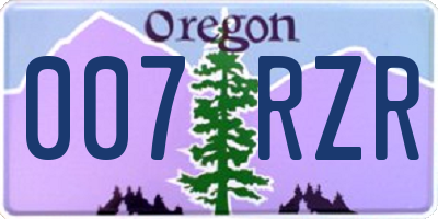 OR license plate 007RZR