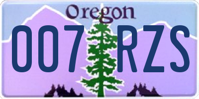 OR license plate 007RZS