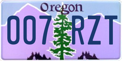 OR license plate 007RZT