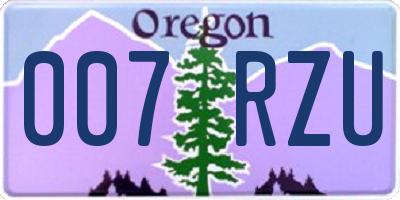 OR license plate 007RZU