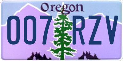 OR license plate 007RZV