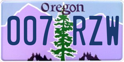 OR license plate 007RZW