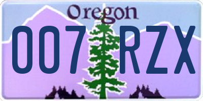 OR license plate 007RZX