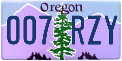 OR license plate 007RZY