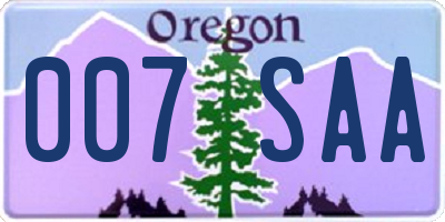 OR license plate 007SAA