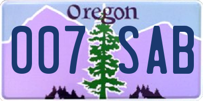 OR license plate 007SAB