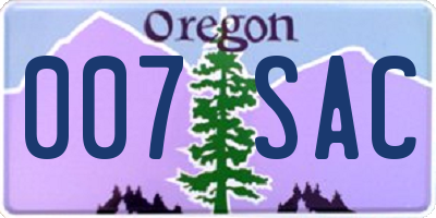 OR license plate 007SAC