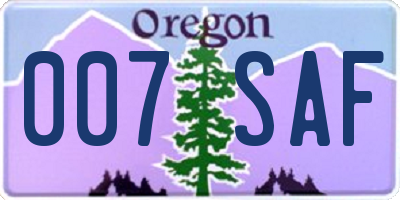 OR license plate 007SAF