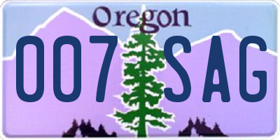 OR license plate 007SAG