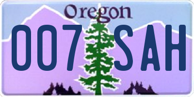 OR license plate 007SAH