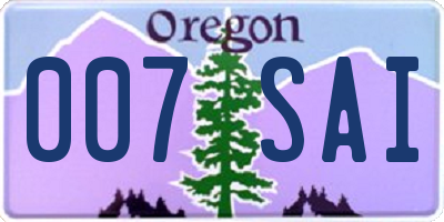 OR license plate 007SAI