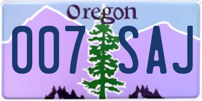 OR license plate 007SAJ