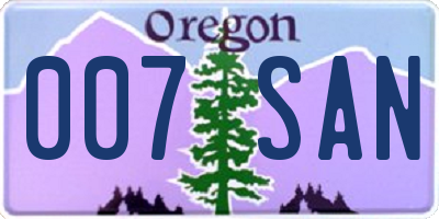 OR license plate 007SAN