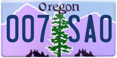 OR license plate 007SAO