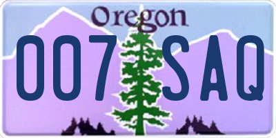 OR license plate 007SAQ