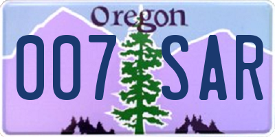 OR license plate 007SAR