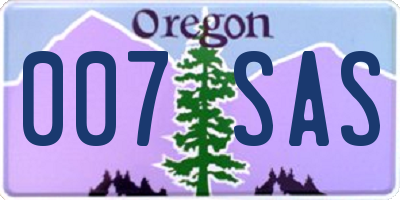 OR license plate 007SAS