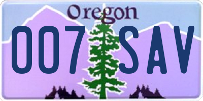 OR license plate 007SAV