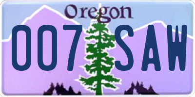 OR license plate 007SAW
