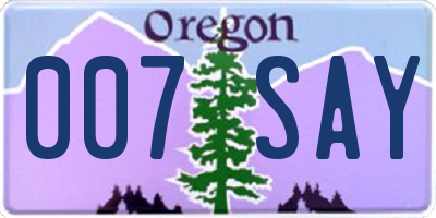 OR license plate 007SAY