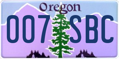 OR license plate 007SBC
