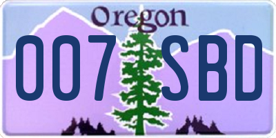 OR license plate 007SBD