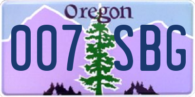 OR license plate 007SBG