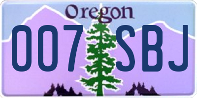 OR license plate 007SBJ