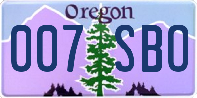 OR license plate 007SBO