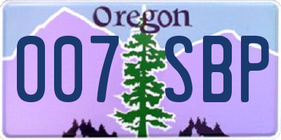 OR license plate 007SBP