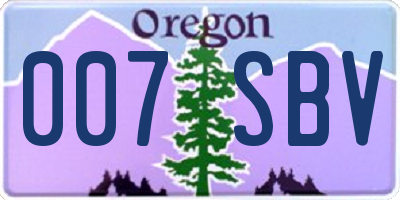 OR license plate 007SBV