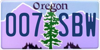 OR license plate 007SBW