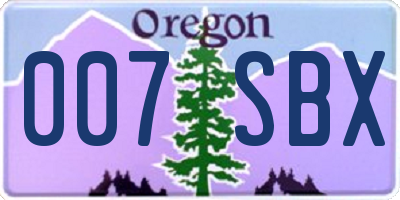 OR license plate 007SBX
