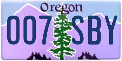 OR license plate 007SBY